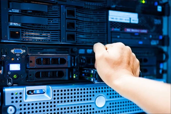 IT support engineer working with server equipment